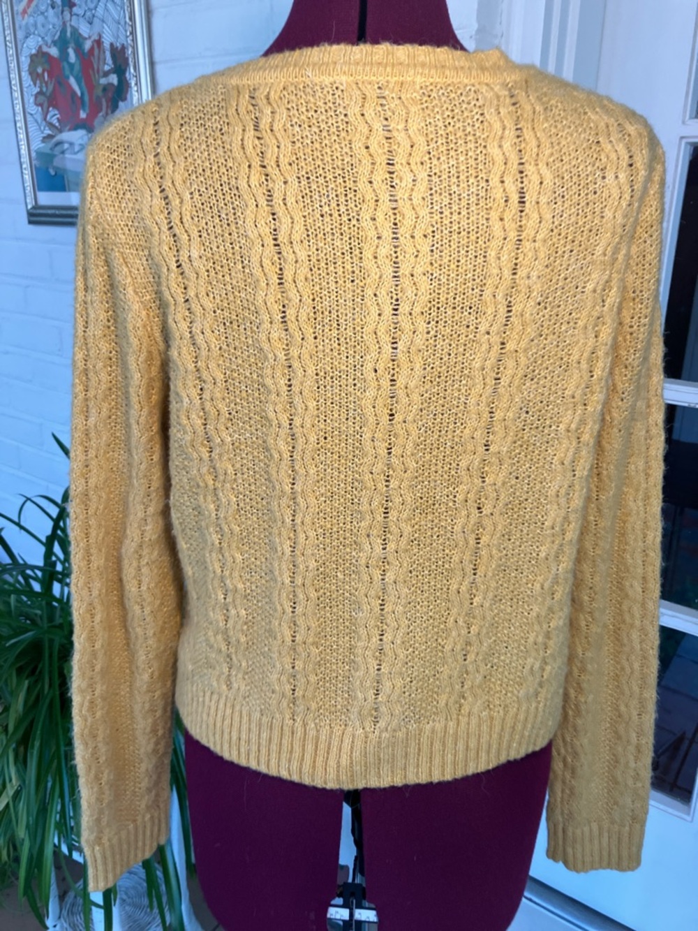Dress Forum | Mustard Cable-Knit Button Cardigan | M - Picture 3 of 5